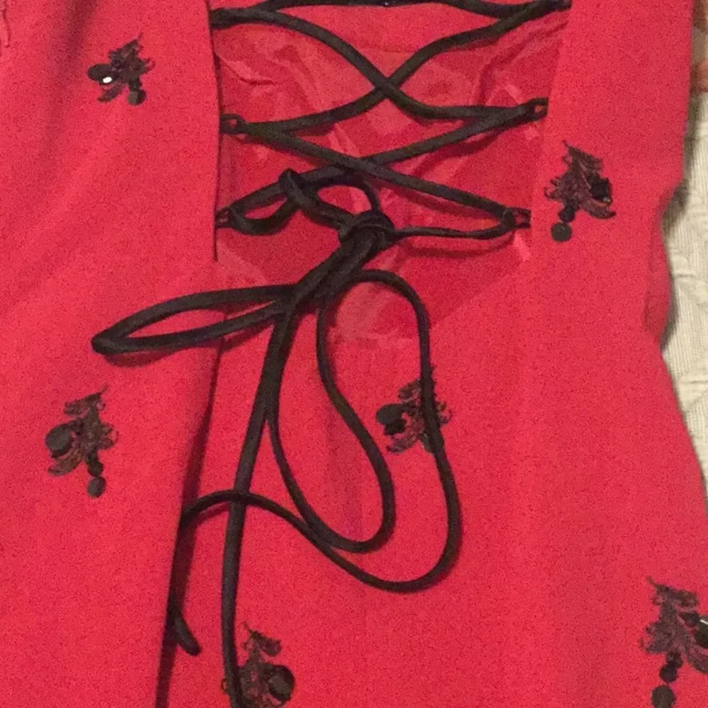 Cinq a Sept Embroidered Lace-Up Back Dress - Picture 7 of 13